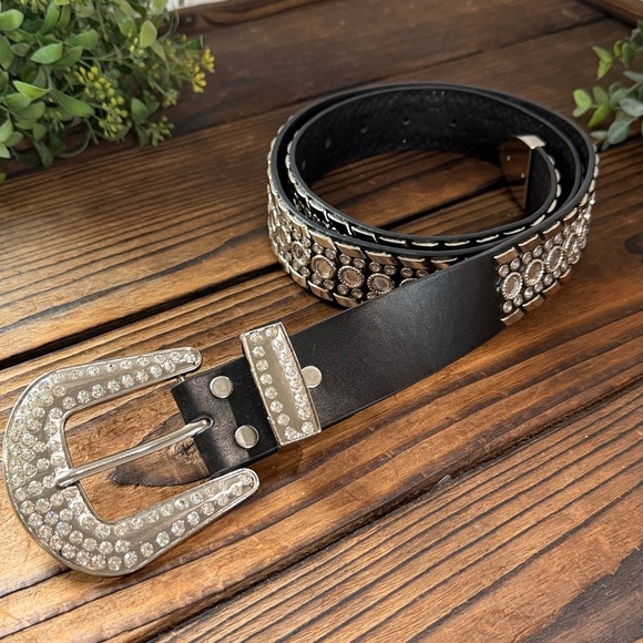 Elegant Black Western Style Rhinestone Belt XXL